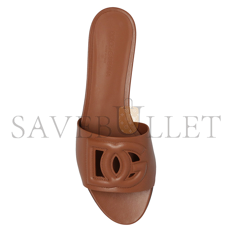 DOLCE GABBANA BROWN ‘BIANCA’ LEATHER MULES CQ0436AY32981236